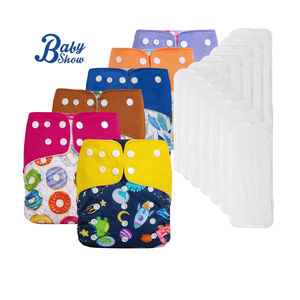 1-3 anni bambino riutilizzabile assorbente Anti-perdita pannolino combinazione pacchetto <span class=keywords><strong>6</strong></span> pannolini 12 inserti di bambù Napie caratteristica stampata - Product Image 1