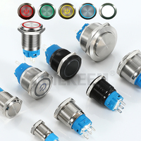 Aibeiken Interrupteurs à bouton-poussoir en métal LED éclairés 16 mm 19 mm 22 mm 12 volts, interrupteurs étanches avec logo personnalisé