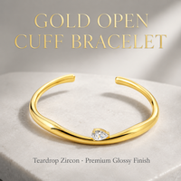 Tendance du moment : Bracelet ouvert irrégulier minimaliste plaqué or 18 carats JAJGI JAJGI-BR-4201 avec pierre précieuse en forme de cœur et goutte d'eau pour femme