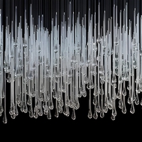 Luminaire suspendu en cristal de verre en forme de goutte d'eau Firelux personnalisé haut de gamme pour hôtel de luxe, villa, escalier, salon