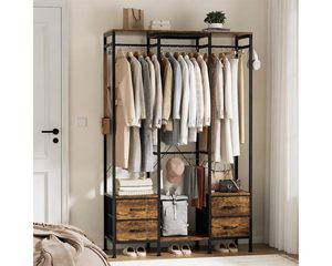 SENYU Bedroom <b>Laundry</b> Room Storage Shelves Clothing Hanging Rods Free Standing Closet Organizer Wardrobe Cloth Hanger <b>Stand</b> - Product Image 1