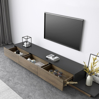 Design moderne meubles de salon de luxe en fer forgé en bois Rock Panel Storage TV Cabinet console