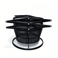 Étagères métalliques pliables industrielles modernes noires à 3 niveaux en maille, revêtement poudré, anti-rouille, robustes pour salon, chambre et salle de bain