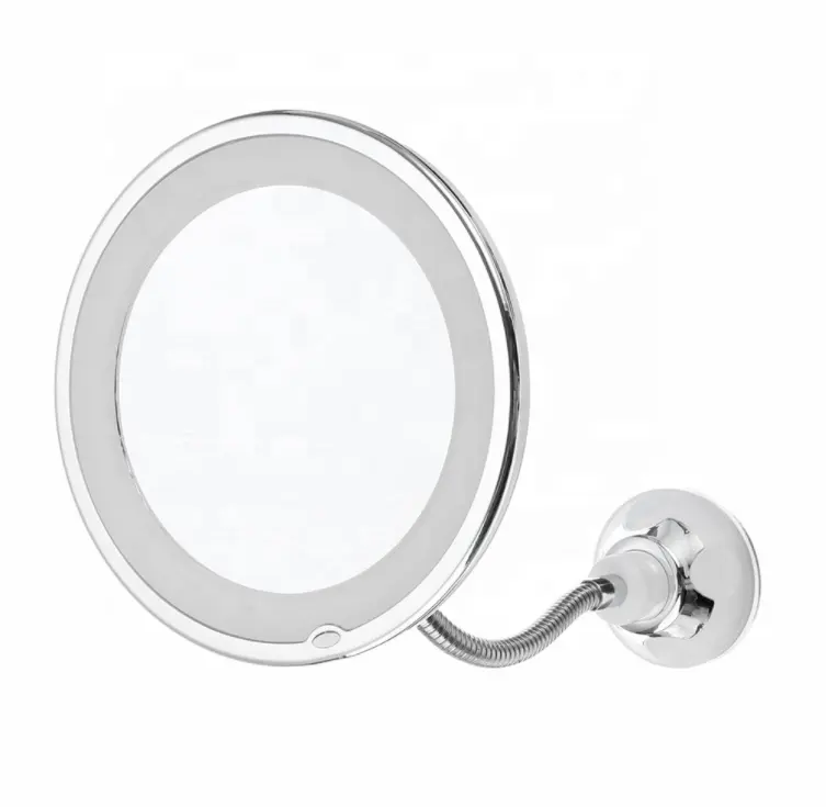 10X Magnifying LED Mirror 360 Rotation Flexible Gooseneck Bathroom make up suction mirror