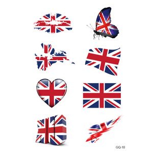 National Flag Water Transfer Printed Waterproof Tattoo Stickers for European Cup America's Cup Football Fans Face Stickers