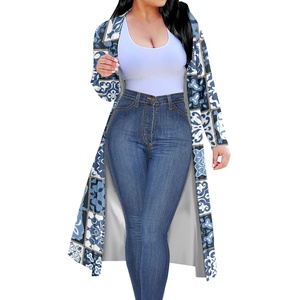 Cardigan a maniche lunghe <span class=keywords><strong>donna</strong></span> africano Vintage <span class=keywords><strong>motivi</strong></span> tribali fiore geometrico Cardigan lungo personalizzato cappotto da <span class=keywords><strong>donna</strong></span> di lusso di alta qualità - Product Image 2