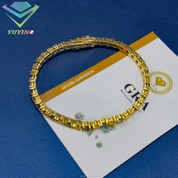 Pulsera de Cadena de Tenis con Diamantes de Moissanita Redondos y Brillantes de Plata de Ley 925 Clásica para Mujer