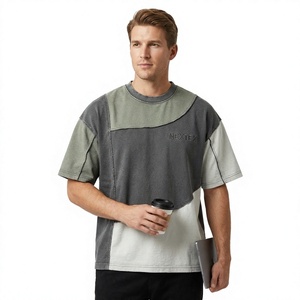 T-shirt décontracté pour homme, manches courtes, col rond, coupe ample, couleurs mélangées, bonne qualité et confortable. - Product Image 1