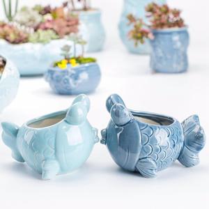 Ocean-Themed <b>Small</b> Succulent Flower <b>Pot</b> Cute Cartoon Whale Shell Tabletop Vase with Glaze Art Deco Design for Succulent Plants - Product Image 3