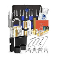 Kit de crochetage de serrures en acier inoxydable 17 pièces, 3 serrures d'entraînement transparentes, étui zippé universel noir Goso 20cm*10cm*8cm