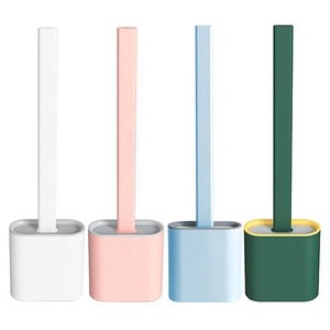 Flexible Long Handle Toilet Brush WC Soft Bristles Brush Bathroom Quick Drying Cleaning Brushes With base