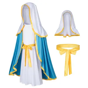 Conjunto de fantasia de Halloween para festas e festivais de meninas, religião bíblica, fantasia da Virgem Maria