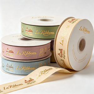 Elegant European Pastoral Landscape Grosgrain Ribbon Gold Floral Print Decor Ribbon for Wedding Bouquet Gift <b>Box</b> Bow Craft - Product Image 2