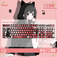 Capuchons de touches de clavier mécanique XDA haute performance personnalisés 119, série monstre animée Fille Chat Rouge et Noir, sublimation de personnalité