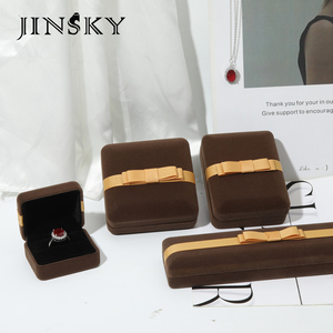 Bow <b>Velvet</b> Jewelry <b>Box</b> Arch Ring Pendant Bangle <b>Box</b> Flannel Gift <b>Box</b> Wholesale Stock Custom Logo - Product Image 5