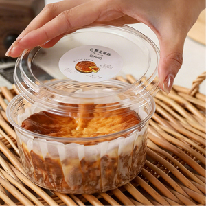 <span class=keywords><strong>PET</strong></span>-Kunststoff Kuchenverpackungsbox Lebensmittelechter Transparenter Lebensmittelbehälter Runde Salatverpackungsbox mit Klappdeckel - Product Image 1
