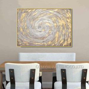 モダンゴールド抽象的な風景油絵キャンバス手描きトルネード壁装飾フレームなし絵アート - Product Image 2