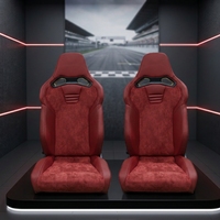 Siège sport universel réglable JBR9023 en PVC noir et daim rouge, glissière universelle pour voitures de course 3 portes, simulateur de course, cockpit, non étanche