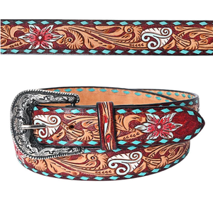 Cinturón de cuero de piel auténtica de vaca de longitud personalizada para mujer, estilo de tachuelas a mano, aleación Vintage, características rectas, logotipo de la India - Product Image 1