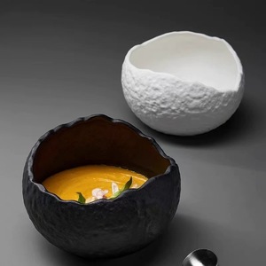 Hochwertige Weiße Keramik-Saucenschale mit Felsiger Textur für Molekulare Gastronomie, Desserts, Eis, Gewürze, Hotel-Geschirr, Joghurtschale - Product Image 5