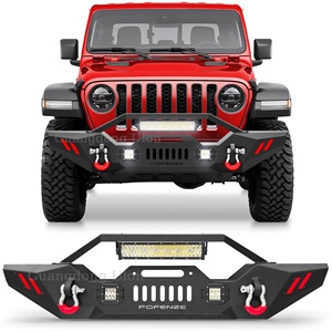 Front Bumper Compatible with <strong>Jeep</strong> Wrangler JK JL &amp; Gladiator JT 2007-2024, Offroad Full Width Bumper with <strong>Winch</strong> Plate - Product Image 1