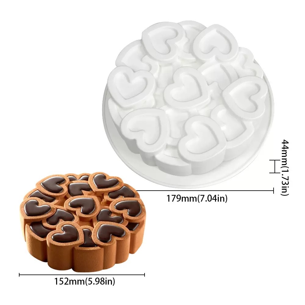 White-large heart silicone mold