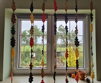 Rideau en fleurs de glycine au crochet, fait main et parfumé, moderne, pour décoration de fenêtre de remise de diplôme, Noël/Nouvel An, longueur personnalisée, doux