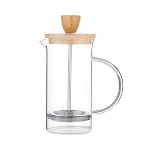 Bamboo Lid Pressure French Coffee Pot Hand Household Coffee Filter Network Tea Brewing Glass Coffee Pot