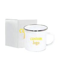 Alta Calidad De fábrica al por mayor de marca personalizada LOGO tazas de esmalte barato clásico único Camping café esmalte taza