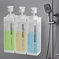Distributeur de savon mural pour hôtel, triple, 500 ml*3, pour shampoing, après-shampoing et gel douche, ensemble de douche