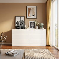 Coffre de rangement en bois à 6 tiroirs, style nordique, blanc brillant, design européen moderne, meubles pour la maison, salon, appartement, salle à manger, vin
