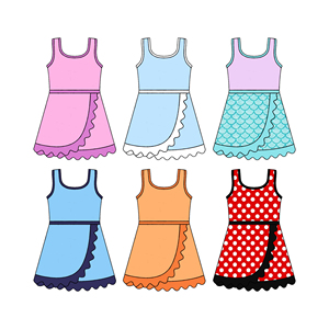 Vestido Deportivo Personalizado para Niñas, Color Sólido, Estilo Princesa, con Borde Festoneado, Shorts con Forro, para Tenis, Yoga, Casual, Estilo A-Line, Vestido para Hermanas - Product Image 2