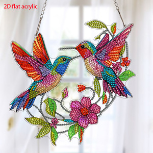 Pendentif de peinture <span class=keywords><strong>diamant</strong></span>ée DIY transfrontalier, best-seller, motif colibri, artisanat acrylique 5D à diamants brillants simple face - Product Image 3