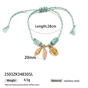 Yml & Boho đầy màu sắc chuỗi 18K vàng thép không gỉ quyến rũ đại dương vỏ ốc xà cừ vòng đeo tay vòng cổ có thể điều chỉnh handmade dây - Product Image 3