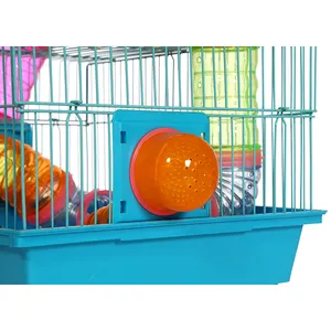Mavi Pet sıçan kale kapalı Hamster kafesi lüks şeffaf Hamster kafesleri