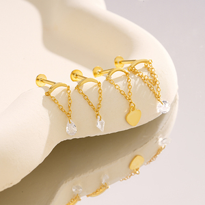 Single 925 Sterling Silver 18K Gold Plated Zircon Flat Back Cartilage <b>Helix</b> Piercing <b>Stud</b> <b>Earrings</b> Engagement - Product Image 2
