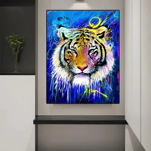 Animal Painting COLOURFUL TIGER Graffiti Art Pop Street Wall Pictures And Posters For Home Decor