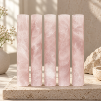 Cylindre en quartz rose poli, pierre décorative pour la maison, le bureau, les étagères et les cadeaux