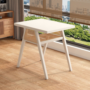 Solid Wood Balcony <b>Table</b> And Chair Set With Rattan Backrest For Small Apartments Outdoor Garden Use - Product Image 4
