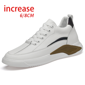 <span class=keywords><strong>Chaussures</strong></span> <span class=keywords><strong>de</strong></span> sport décontractées à taille haute pour hommes Trendy Two-Layer White Inner Color-Changing Striped Upper with Mesh Doublure Augmentation <span class=keywords><strong>de</strong></span> la hauteur - Product Image 1