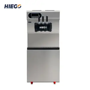 36-38L/H Soft Ice Cream Maker Commercial Tricolor 2+1 Flavors Cones Machines Freestanding With Wheels