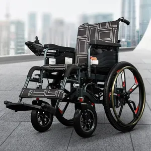 Cadeira de rodas elétrica reclinável de alta qualidade, alta potência, portátil, dobrável, para deficientes
