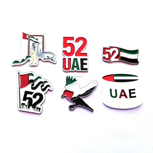 UAE biểu tượng pin nhà máy mềm Men Nam châm ve áo Pin huy hiệu cho các tiểu vương quốc Ả Rập thống nhất UAE ngày Quốc Khánh thứ 52