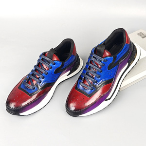 Men's Genuine Leather <b>Round</b> Toe Lace-up Dress Shoes Mixed Colors <b>Cushioned</b> Rubber Outsole Office Career All Seasons - Product Image 1