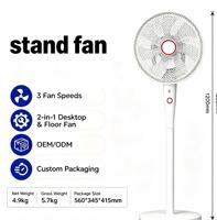 Ventilateur sur pied HOUSDA 16 pouces, 7 pales, 3 vitesses, commande rotative, oscillation 3D, pour table et sol, FSD-3501