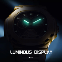 Montre automatique de luxe LIGE LG6821 avec logo personnalisé, squelette 3D en or, cadran ajouré, montre-bracelet pour homme, tourbillon lumineux, Montre Homme