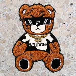 WYSE Hot Selling Chenille Bear Patches Custom Embroidery Patch Logo Iron On Embroidery Bear Teddy Chenille Patches For Clothing