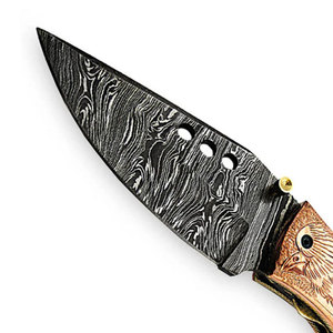 Cuchillo Plegable de Acero Damasco Personalizable con Mango Decorativo, Cuchillo Hecho a Mano para Acampar al Aire Libre con Soporte OEM para Amantes DE LOS Equipos - Product Image 5
