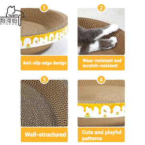 Griffoir et poteau à chat écologiques de luxe, résistant à l'usure, en papier ondulé et en carton, forme ovale - Product Image 4