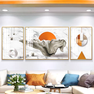 Ensemble de décoration d'intérieur abstraite africaine de luxe, grande taille, art mural géométrique pour salon, hôtel, peinture décorative en porcelaine de cristal - Product Image 3